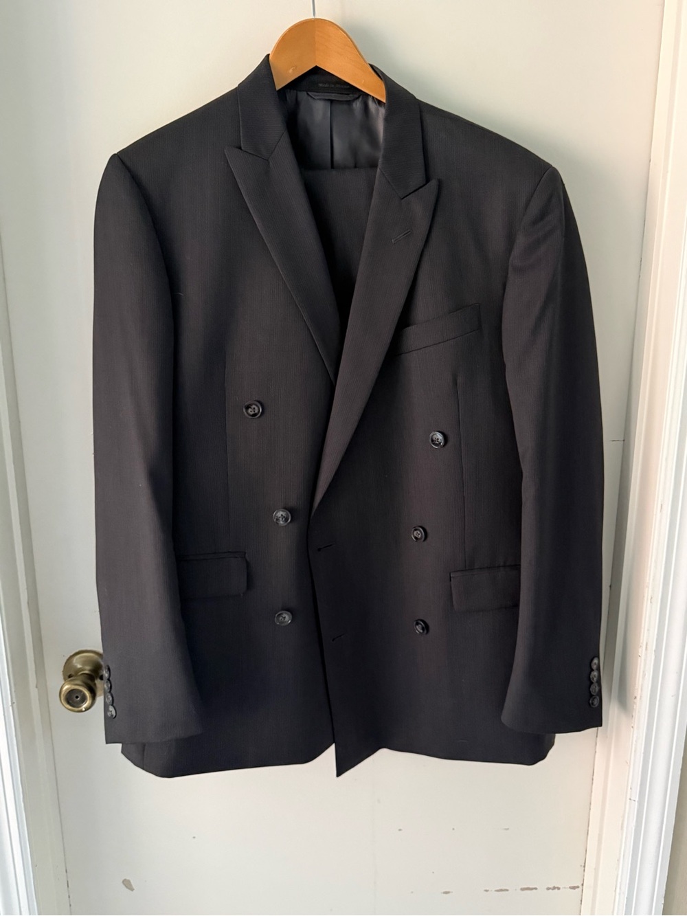 Calvin Klein Men's Double-Breasted Black Suit